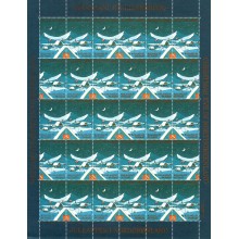 1989 - Grønland - Julemærkeark - 2-sidet takket - Ufoldet - "Juleaften i Nordgrønland".